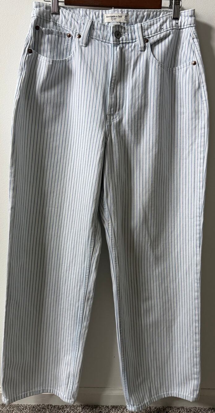 Abercrombie & Fitch Curve love white and blue striped jeans women's size 10s